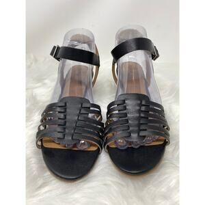Susina Women's Terra Black Ankle Strap Wedge Heel Strappy Sandals 9M